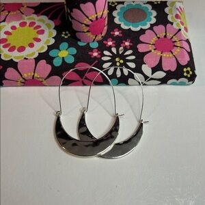 Silver Crescent Hoop Earrings